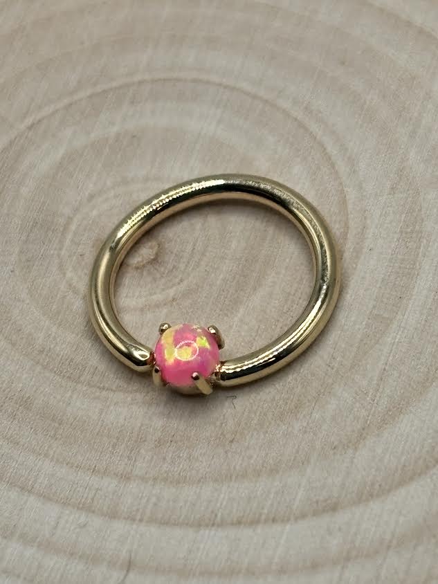 Fixed Gem ring- Hot Pink opal- from Leroi