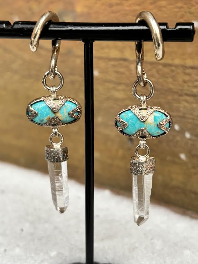 Turquoise and crystal dangles
