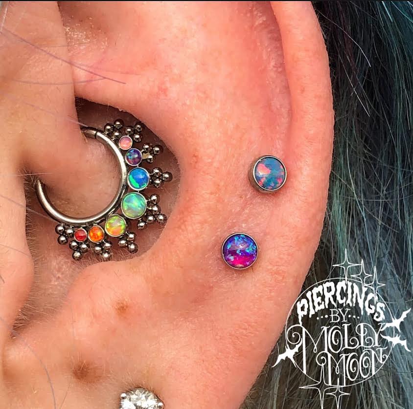 Rainbow opal seam ring