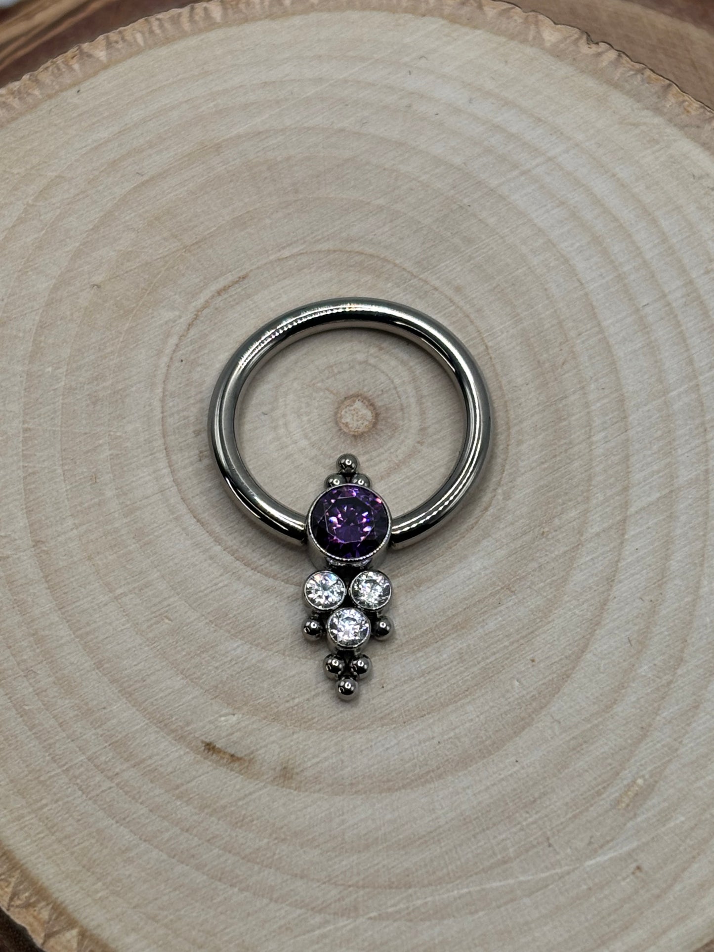 Haute Couture captive bead ring- Amethyst