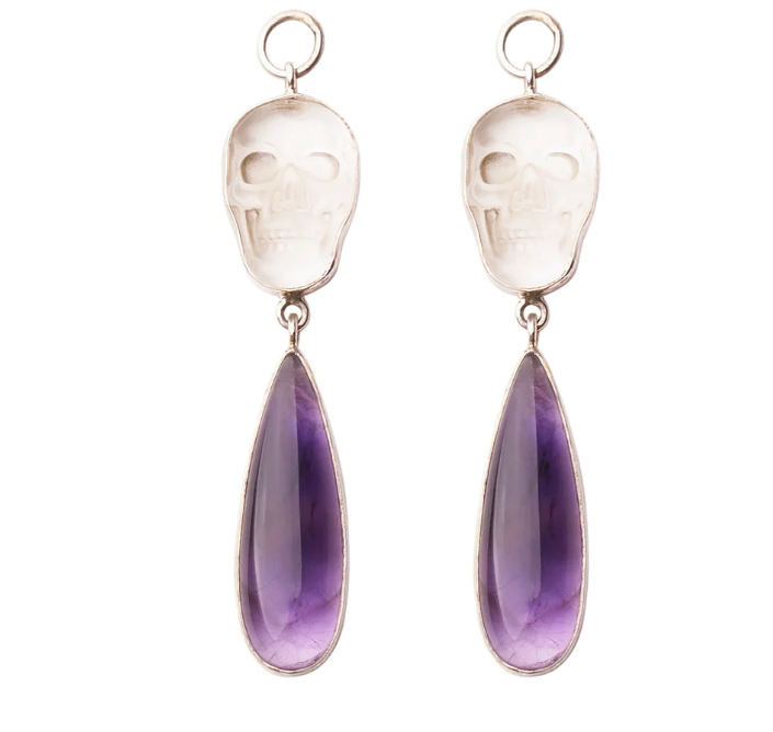 Crystal Quartz Skull with Amethyst Hangers from Diablo Organics