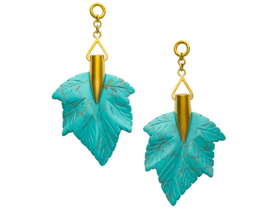 Turquoise maple leaf earrings