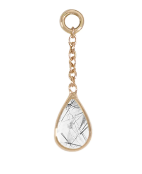 Tourmalated Quartz Teardrop Charm fro Golden Arowana