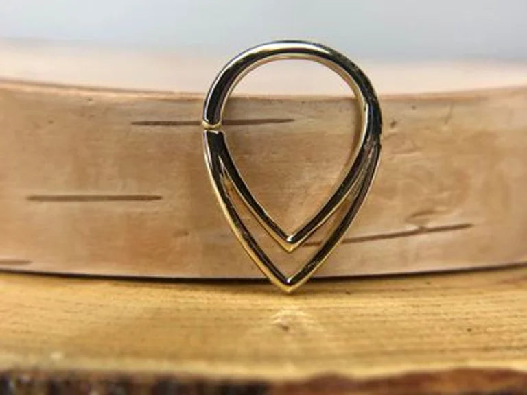 tear drop septum daith ring yellow gold