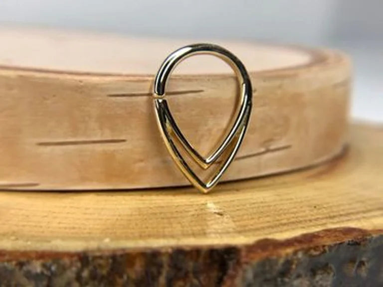 tear drop septum daith ring yellow gold