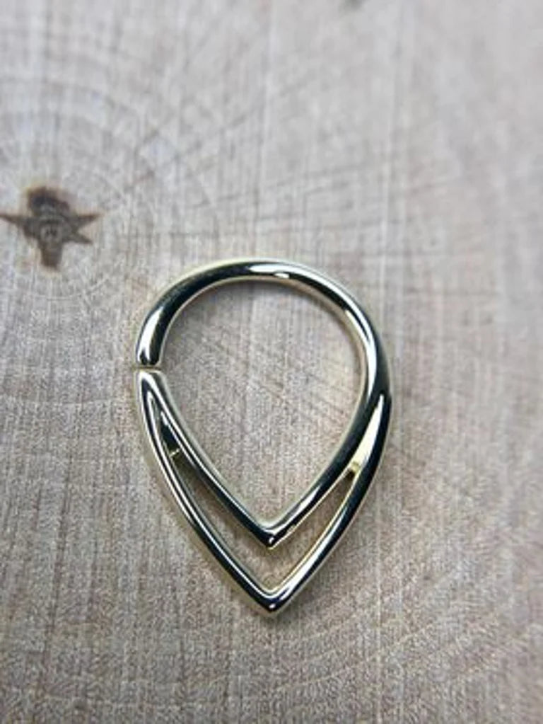 tear drop septum daith ring yellow gold