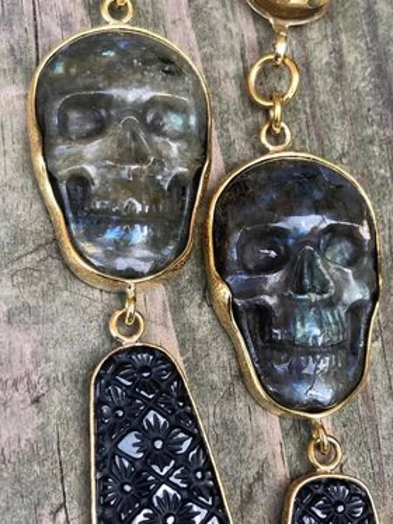 Labradorite skull dangles from Diablo Organics