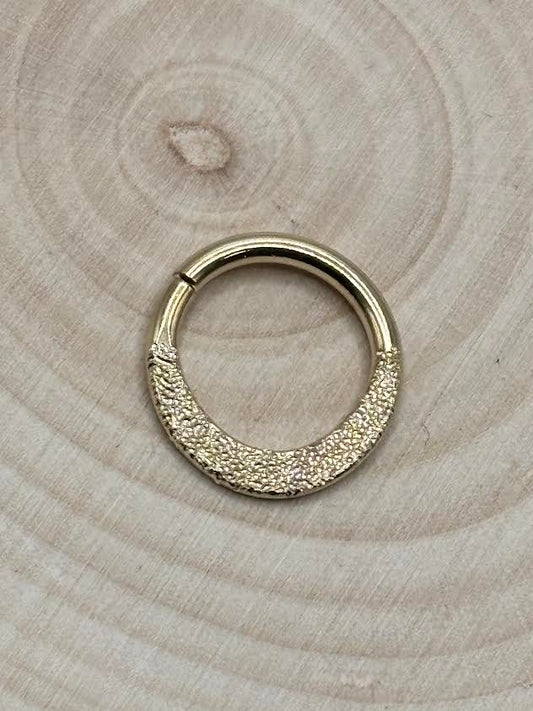 Smashed & Stippled Ring- Yellow Gold