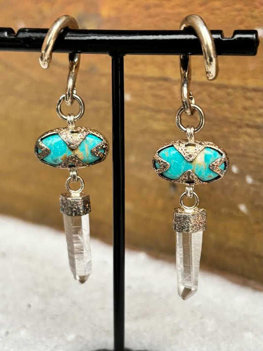 Turquoise and crystal dangles