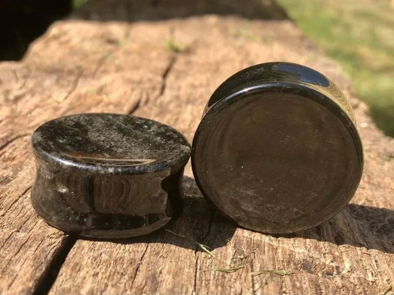 Silver Sheen Obsidian plugs