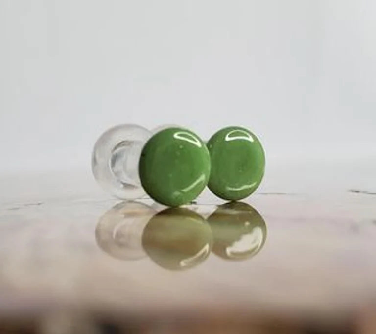 Color front plugs- olive- from gorilla glass