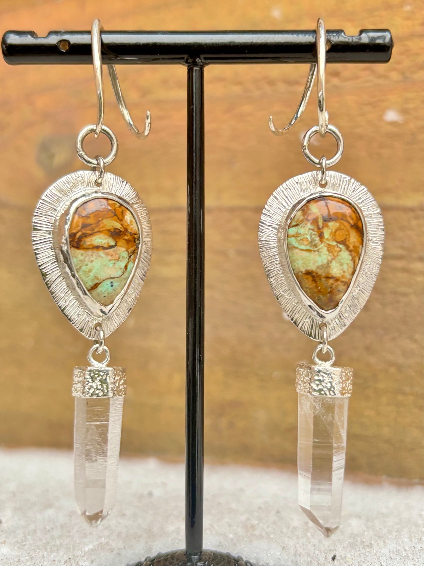 Turquoise and Quartz earrings