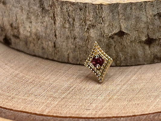 Diamond Double Millgrain- dark ruby